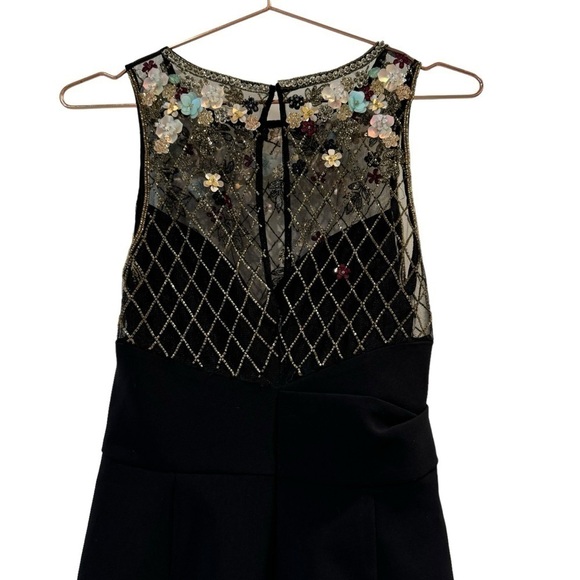 PARKER BLACK Floral Beaded Rouched Side Black Dress - Picture 4 of 12